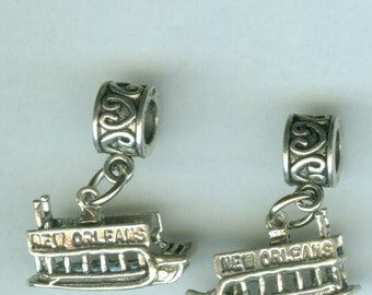 Sterling NEW ORLEANS RIVERBOAT Bead Charm for all Name Brand Add a Bead Bracelets - 3d Heavy