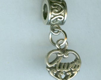 Sterling AUNT Bead Charm for all Name Brand Add a Bead Bracelets