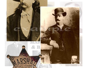Old West Marshals and Badges Digital Collage Sheet