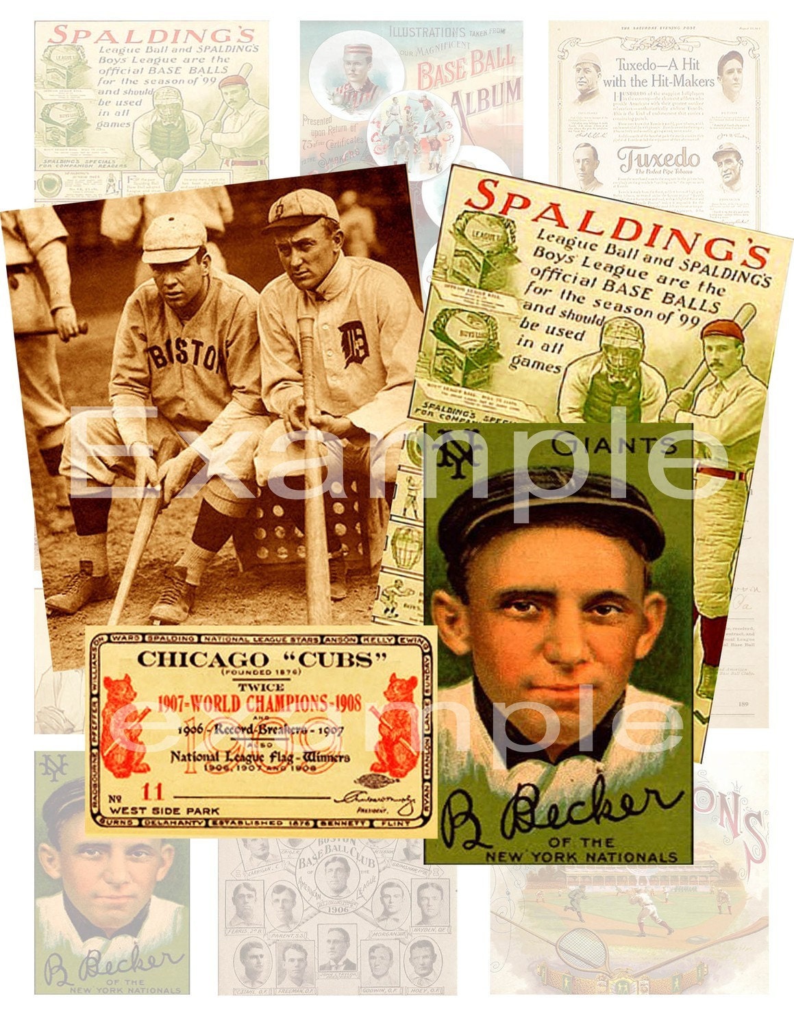 Vintage Baseball Digital Collage Sheet 2