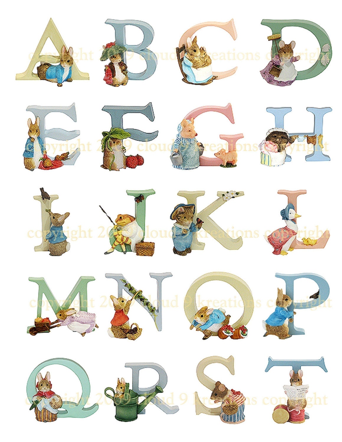 beatrix potter alphabet 2 digital collage sheets