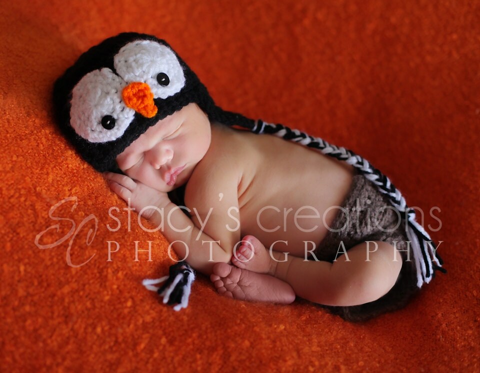 Crochet Baby Hat Baby Penguin Hat Baby Boy Hat Baby Girl