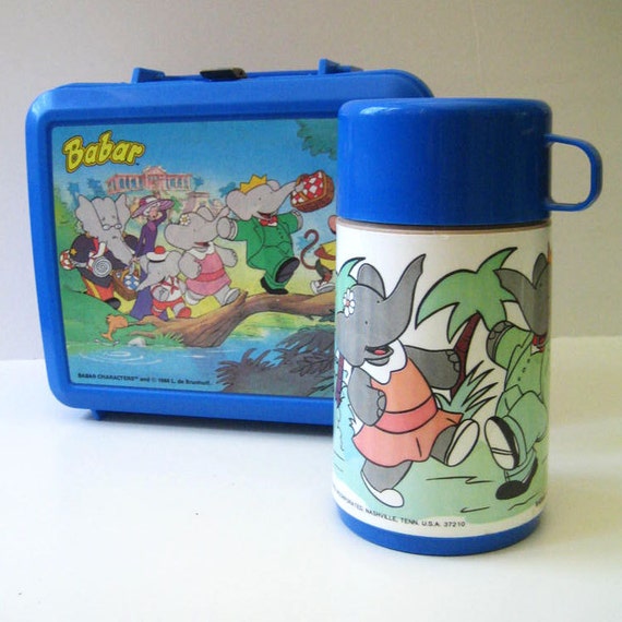 Babar 1980s Lunch Box With Original Thermos