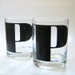 Typography. Pair of vintage 1970s tumblers.