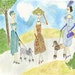 Alice, Henrietta, and Antoinette in the spring of 1955. Original watercolor painting by Vivienne Strauss.