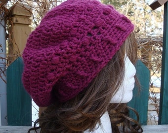 Celebrity Style Beret-Tam-Snood-Newsboy.....Dark Raspberry
