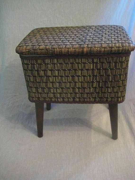 Vintage Woven Sewing Storage Stool/Seat 'Burlington