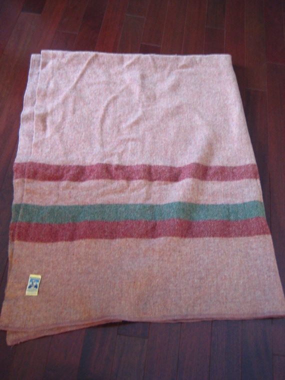 RESERVE...2 Vintage Wool Blanket Kenwood Canada Soft Strips