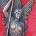 ANGEL FLAG CHAINS wall hanging - wood frame - red plush lining - heavy copper colored piece