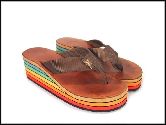 70s Rainbow Sandals Vintage Rainbow Originals Wedge 9818