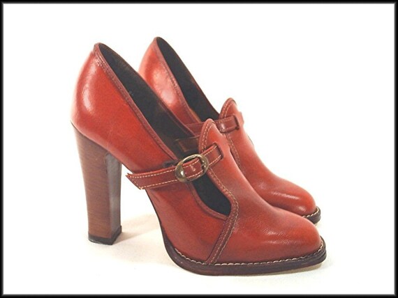 70's loafers vintage high heel VEGAN shoes size 8