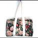 80's vintage CANVAS black floral duffle beach bag