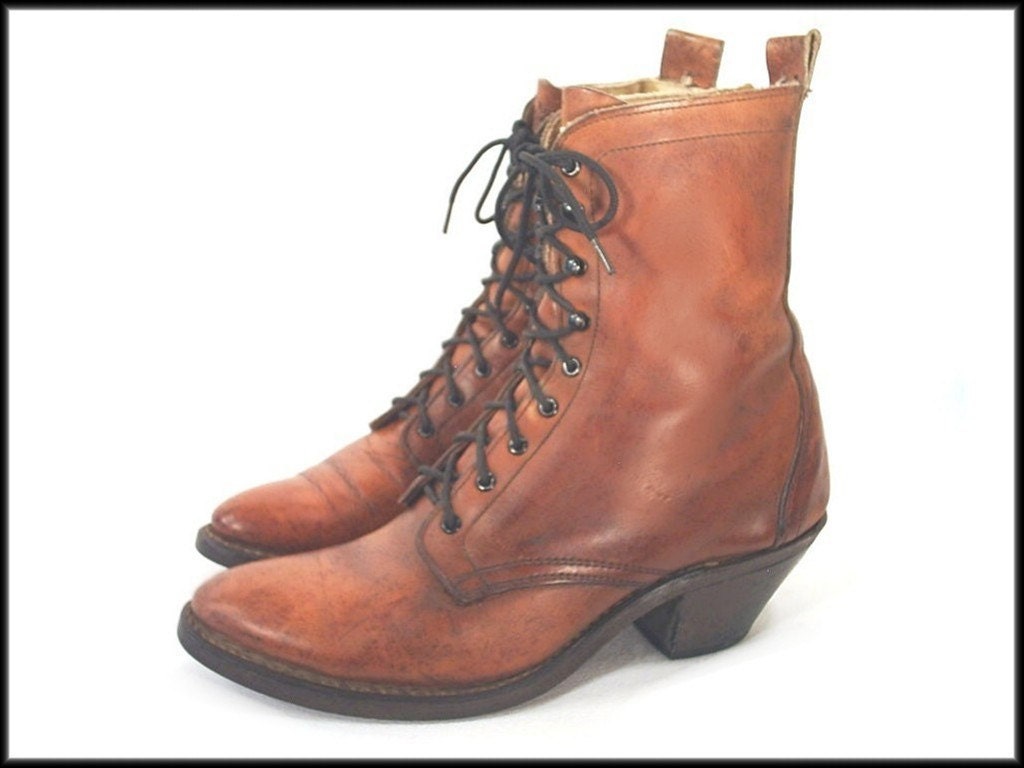 lace-up ankle boots vintage 80's WESTERN oxfords size 7