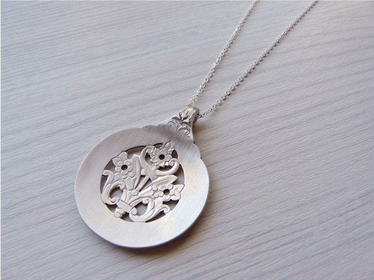 Antique Silver Spoon Necklace Pendant Reversible by Revisions