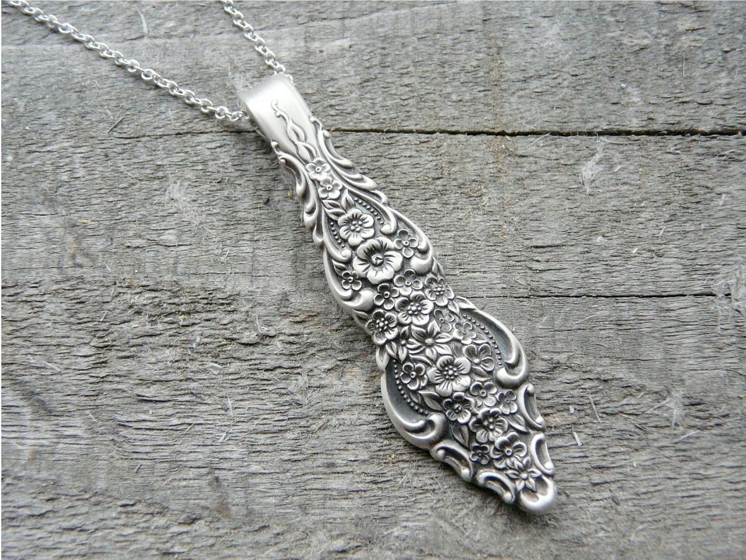 Spoon Necklace Pendant Silver Pattern Grand by Revisions