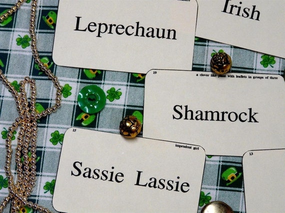 16 St. Patrick's Day Flash Cards - vintage like party blarney shamrock saint green irish scrapbooking digital uprint primitive