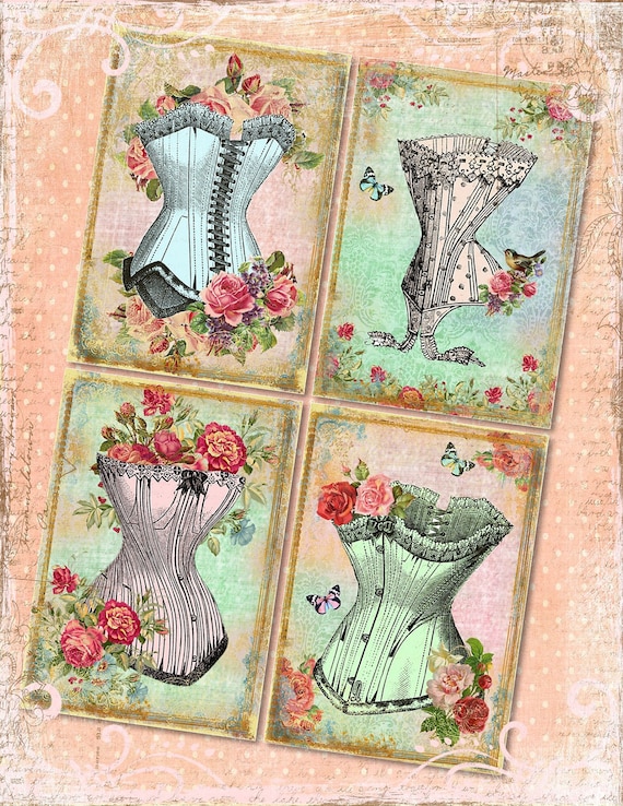 Vintage Victorian Corsets BaCKGRouND PaPeRs DiGiTaL CoLLaGe