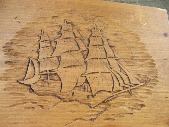 Wood Carved Sailing Ship Wall Hanging by lookonmytreasures on Etsy