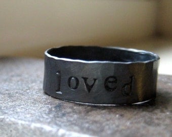 Sterling Silver Rustic Mens Ring Personalized