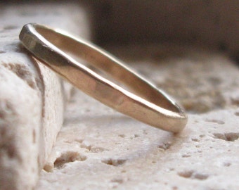 hammered unisex band plus sterling silver narrow ring gold