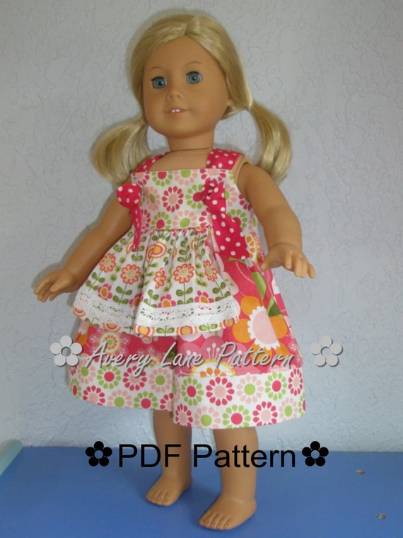  18  doll  clothes  pattern  Apron Knot Dress  Boutique