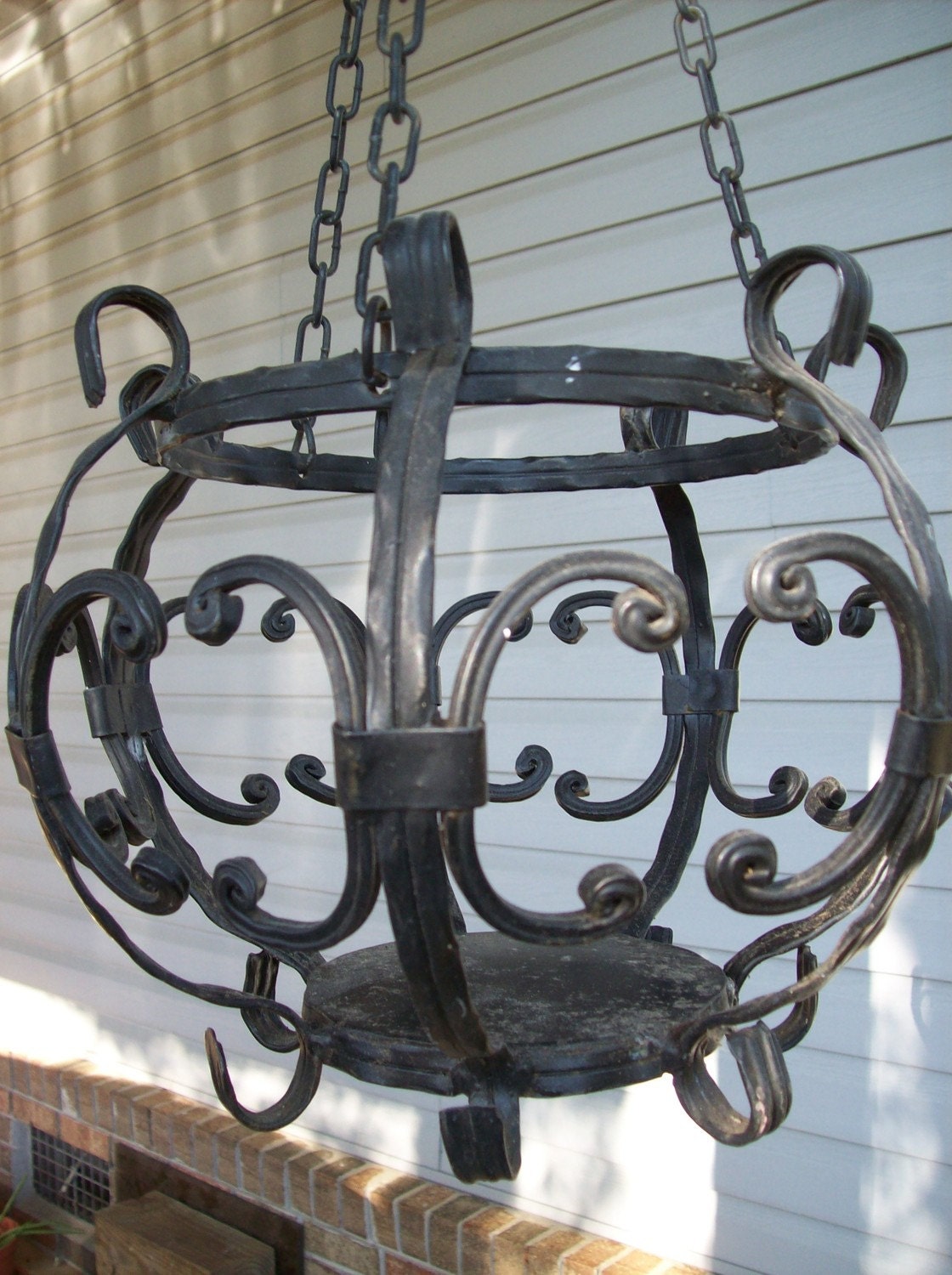 Vintage Iron Hanging Planter Pottery Barn Style French