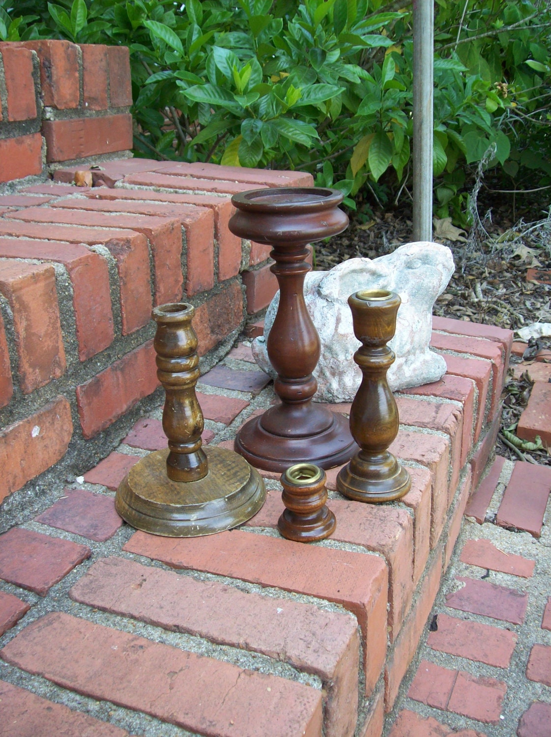 Vintage Rustic Wood Candle Holders Prairie Farmhouse