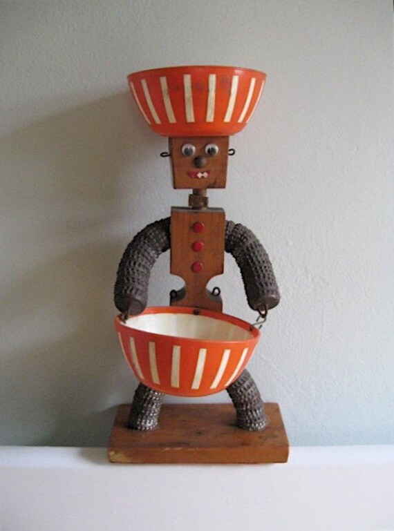 SALE Vintage Folk Art Bottle Cap Man.