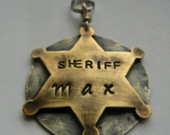 Unique Pet Id Tag-SHERIFF POLICE BADGE Dog Pet Id Tag-Custom Stamped Dog Collar Name Tag-Law Enforcement Pet Tag-Personalized Dog Id-Pet Tag