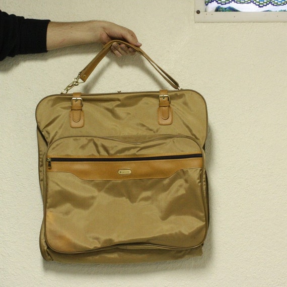 Vintage hanging garment bag Samsonite gold
