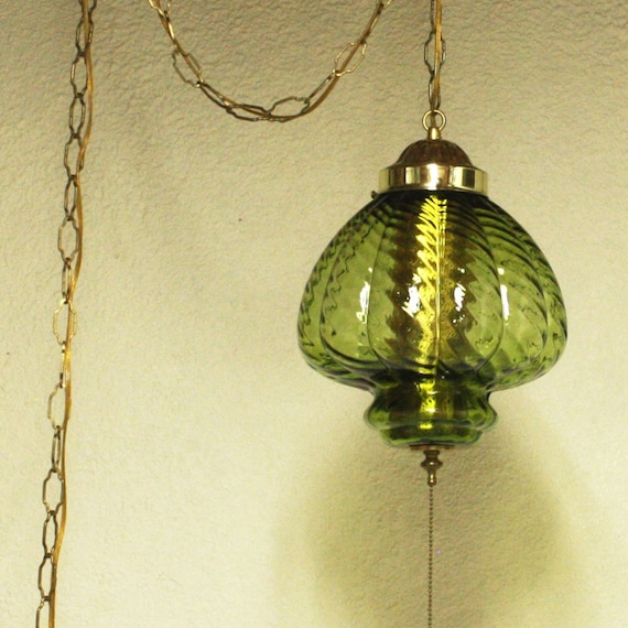Vintage hanging light hanging lamp green glass globe