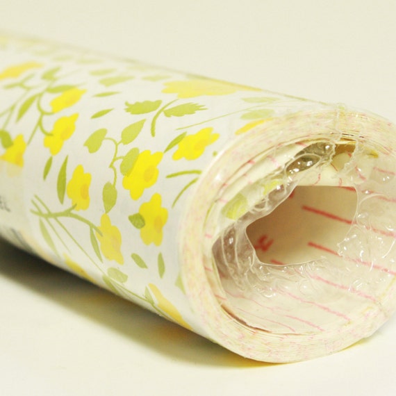 3yd x 18 vintage contact paper yellow and green