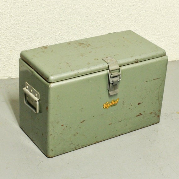 Vintage cooler Vagabond ice chest metal mint by OldCottonwood