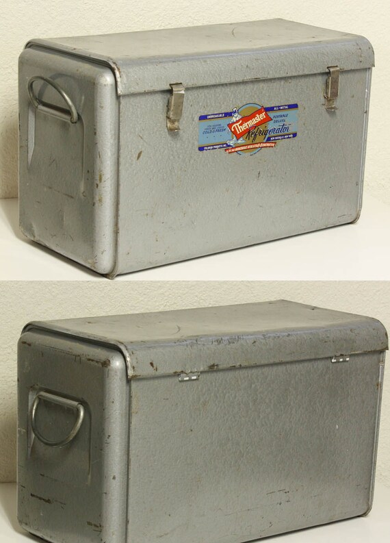 Vintage cooler Thermaster ice chest metal silver/gray