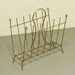 Vintage magazine rack - metal - gold tone - retro