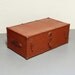 Vintage trunk - case - - foot locker - metal/wood - suitcase - luggage - brick red - sliding shelf/tray