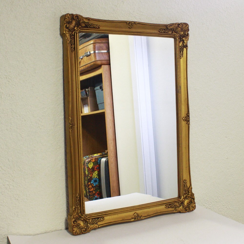 Vintage wall mirror wall hanging mirror gold by OldCottonwood