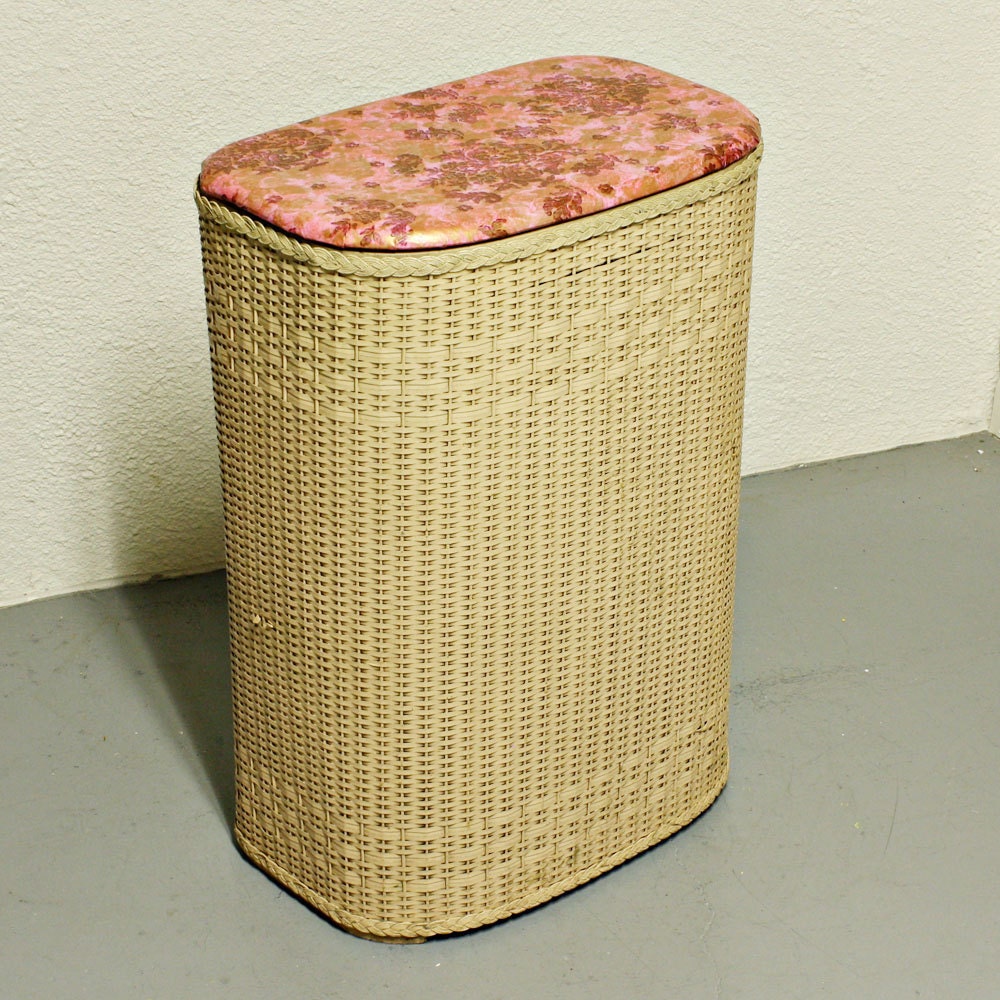 Vintage clothes hamper laundry hamper PearlWick wicker