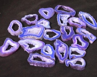 Purple Druzy Agate Polished Geode Slices Pack of 10 Pieces Both sides Polished