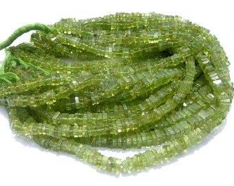 16 Inches Strand - Finest Quality Peridot Square Heishi Beads Size 4 - 4.5mm approx, Natural stone Wholesale Price
