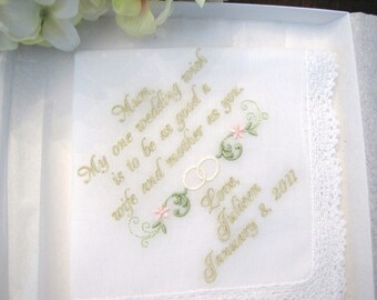 Mother of the Bride Handkerchief Personalized Wedding Hankie Hanky