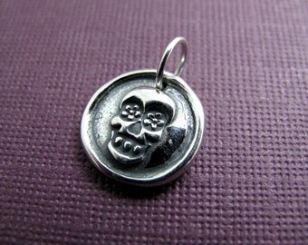 sugar skull day of the dead sterling silver charm