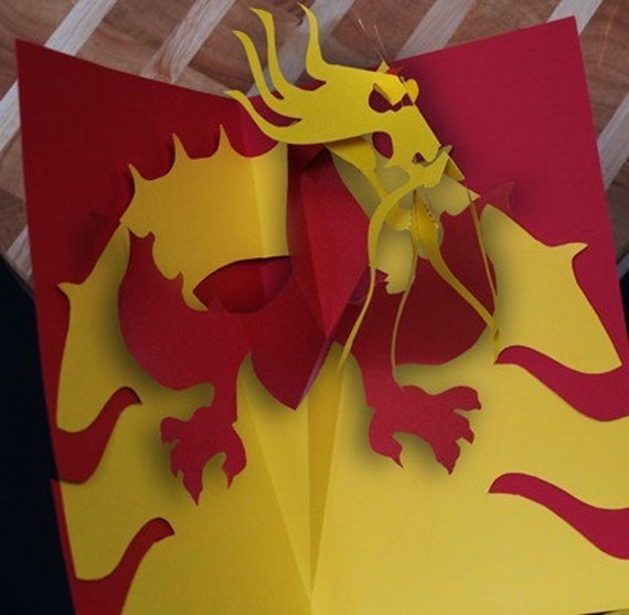 cutting paper printable Kirigami Make Pop Dragon Chinese up Card Yourself