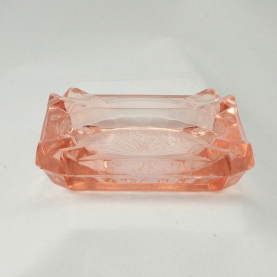 Vtg Pink Depression Glass Ashtray MacBeth Evans 7542A