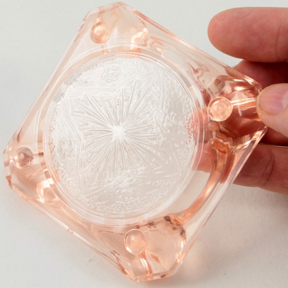 Vtg Pink Depression Glass Ashtray MacBeth Evans 7542A