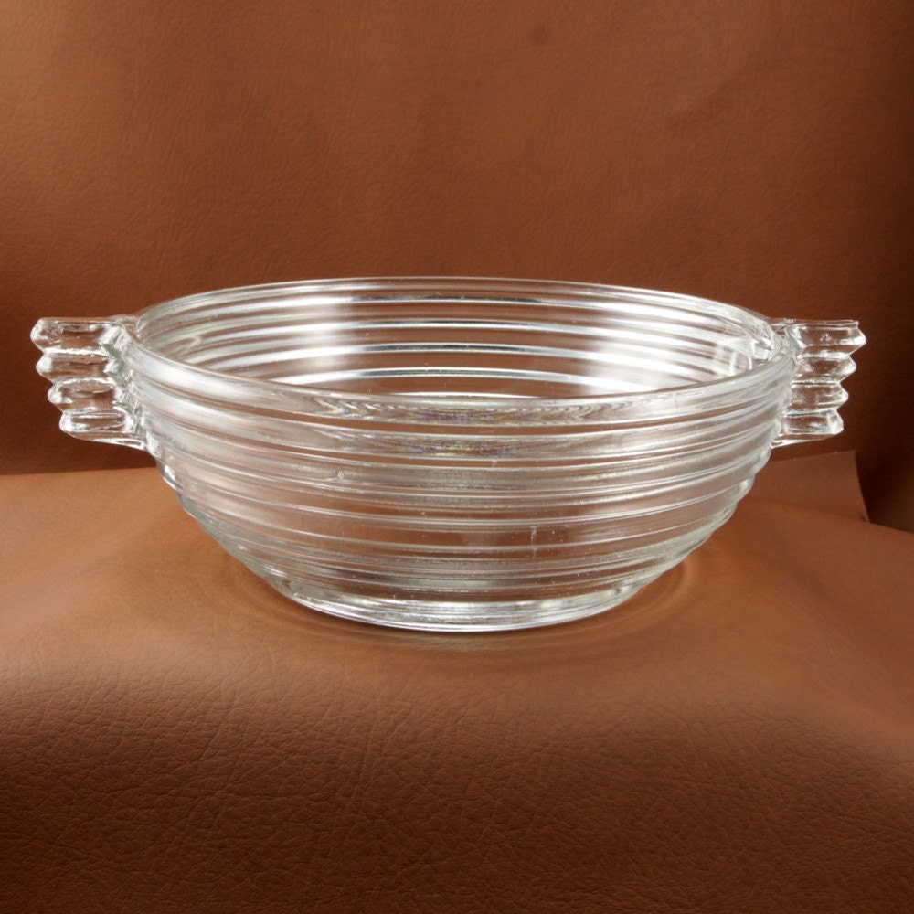 Vtg Manhattan Depression Glass Large Berry Bowl Anchor Hocking