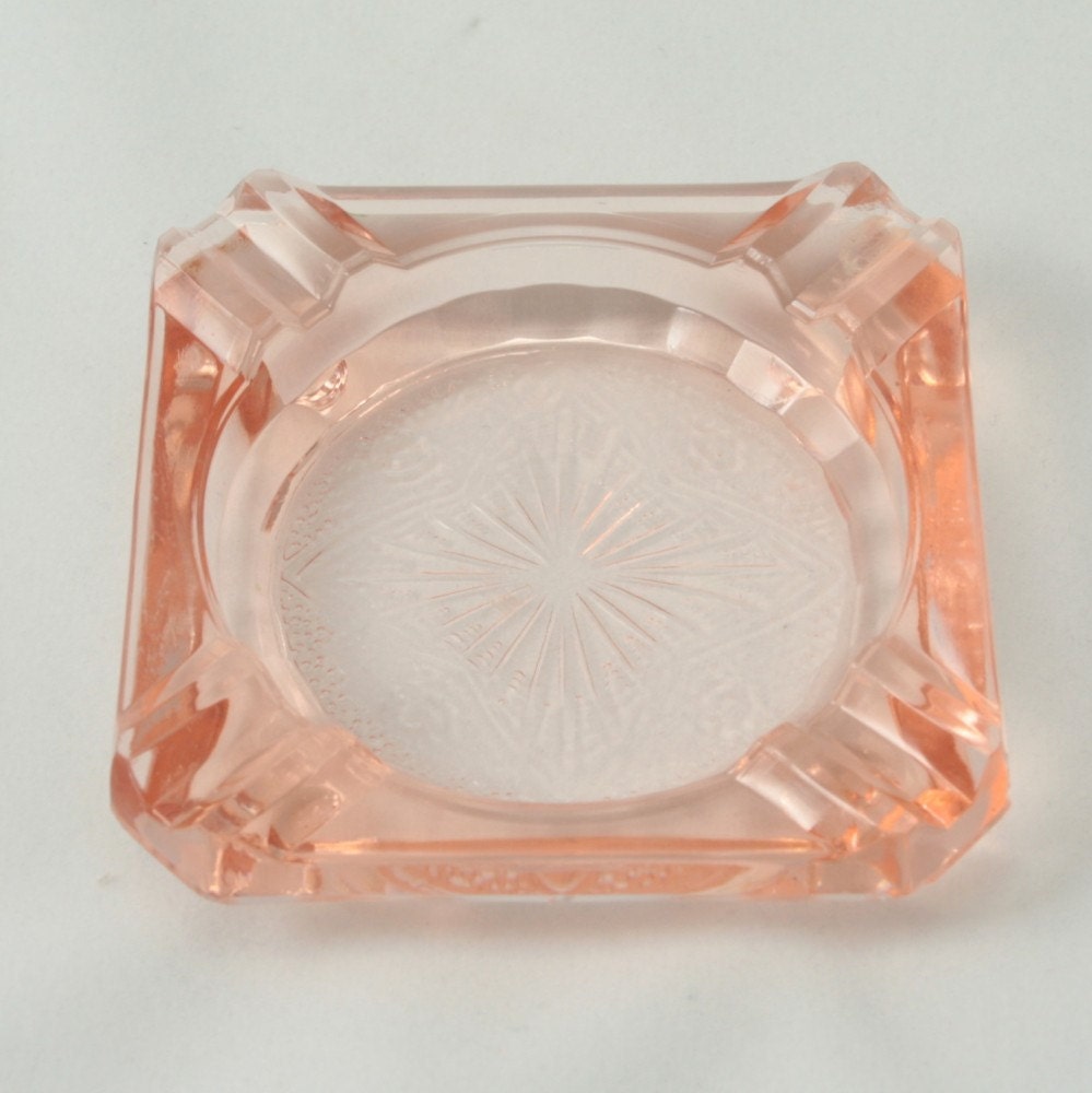 Vtg Pink Depression Glass Ashtray MacBeth Evans by charmings
