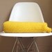 Moss Stitch Knit Lap Blanket with Crochet Shell Edge in Mustard