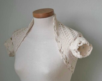 Crochet shrug bolero lace ivory G758