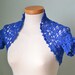 Blue cotton lace crochet shrug bolero E508
